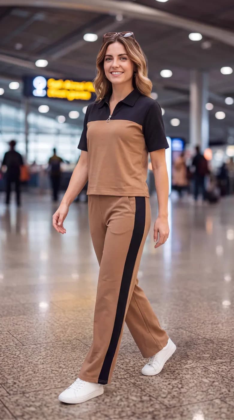 FF-35 Airport Look Zip-Collar Co-ord Set - Chiku — photo 3
