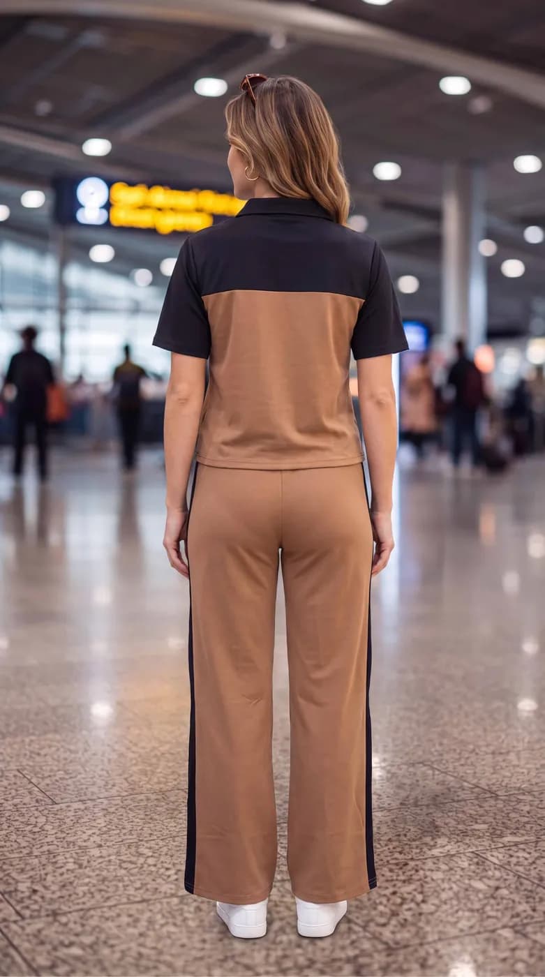FF-35 Airport Look Zip-Collar Co-ord Set - Chiku — photo 5