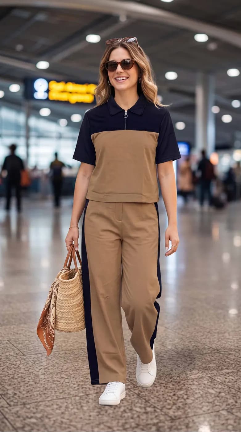FF-35 Airport Look Zip-Collar Co-ord Set - Chiku — photo 7