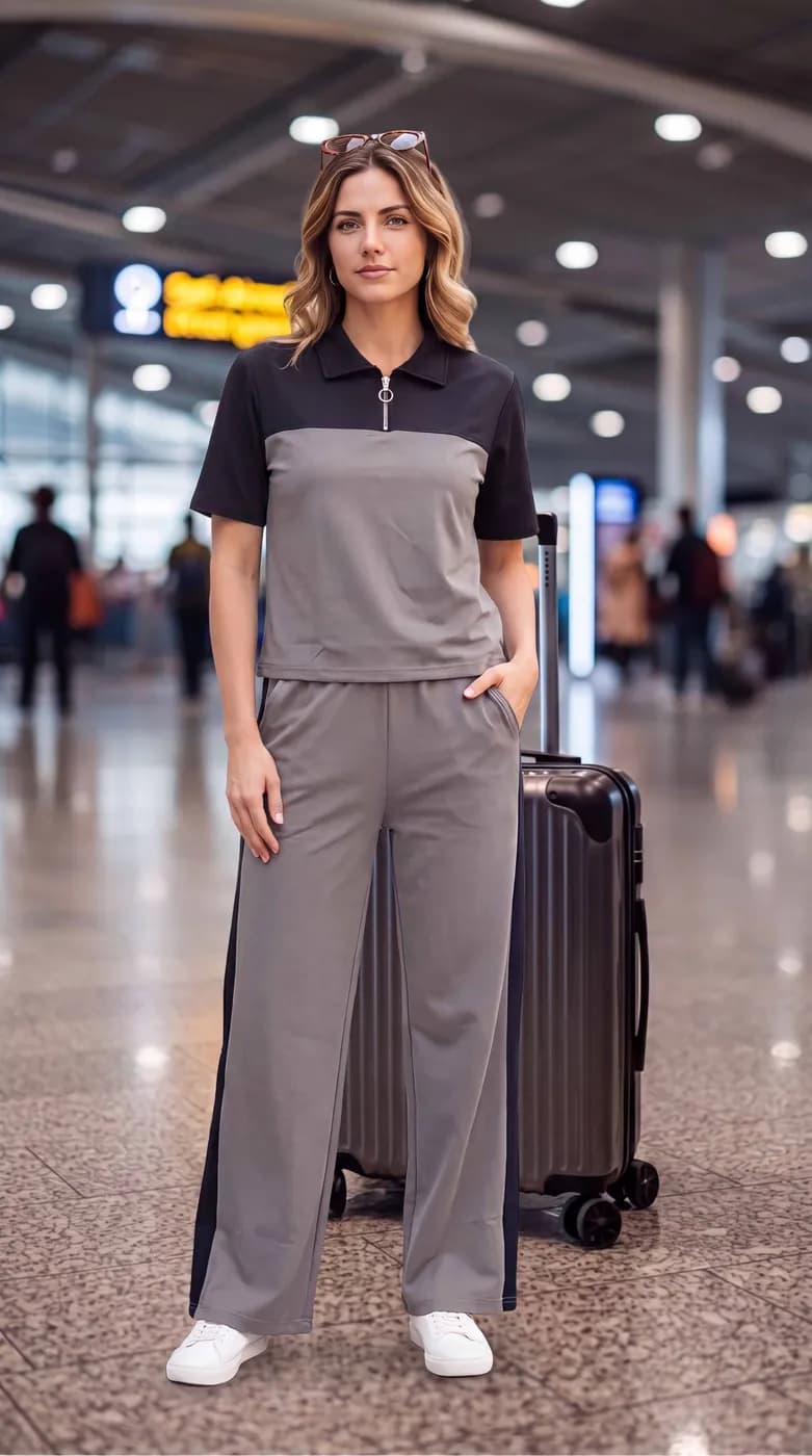 FF-35 Airport Look Zip-Collar Co-ord Set - Grey — photo 3