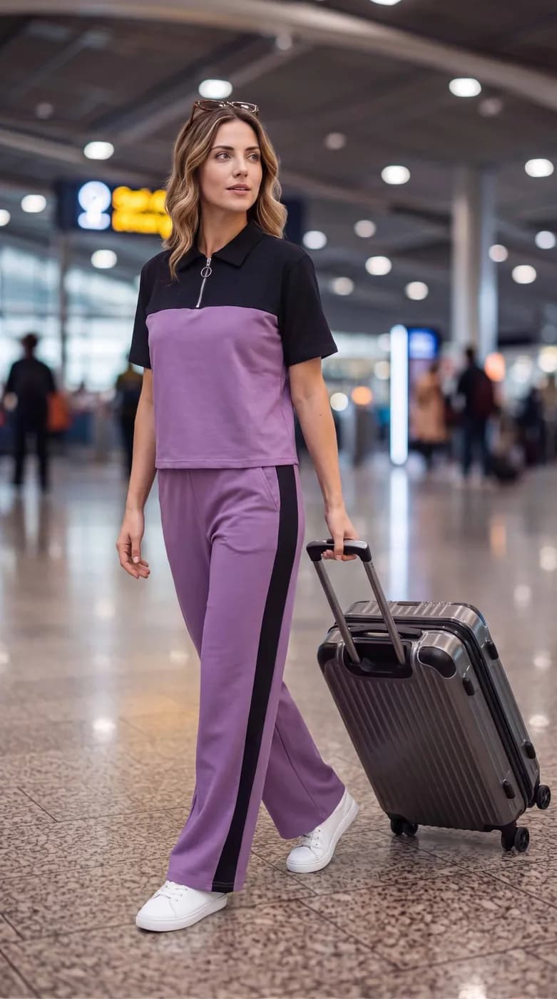 FF-35 Airport Look Zip-Collar Co-ord Set - Lavender — photo 6
