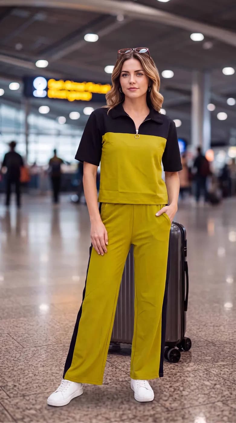 FF-35 Airport Look Zip-Collar Co-ord Set - Yellow — photo 3