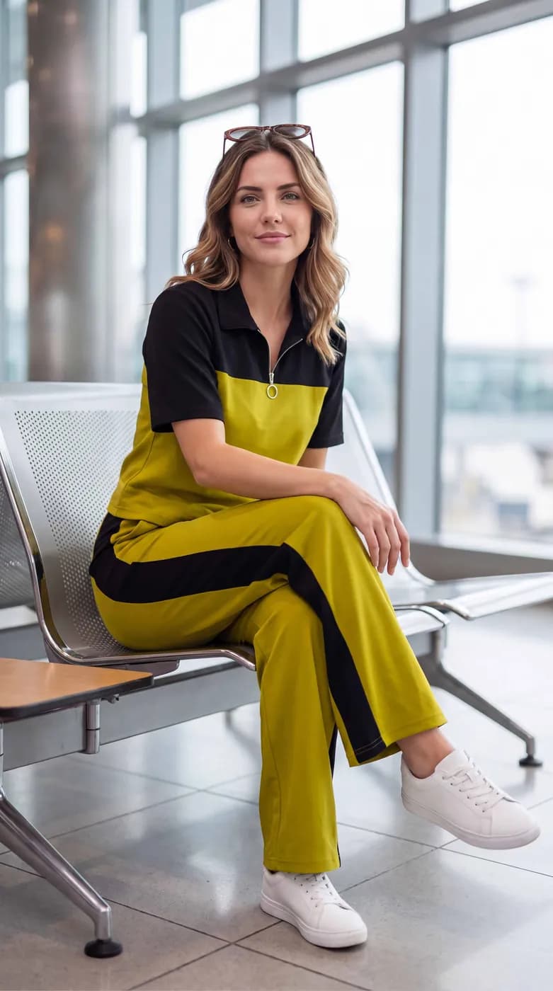 FF-35 Airport Look Zip-Collar Co-ord Set - Yellow — photo 6