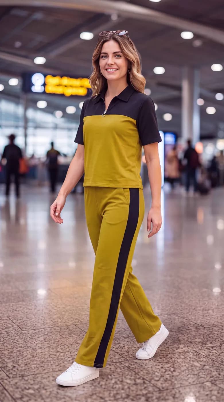 FF-35 Airport Look Zip-Collar Co-ord Set - Yellow — photo 7